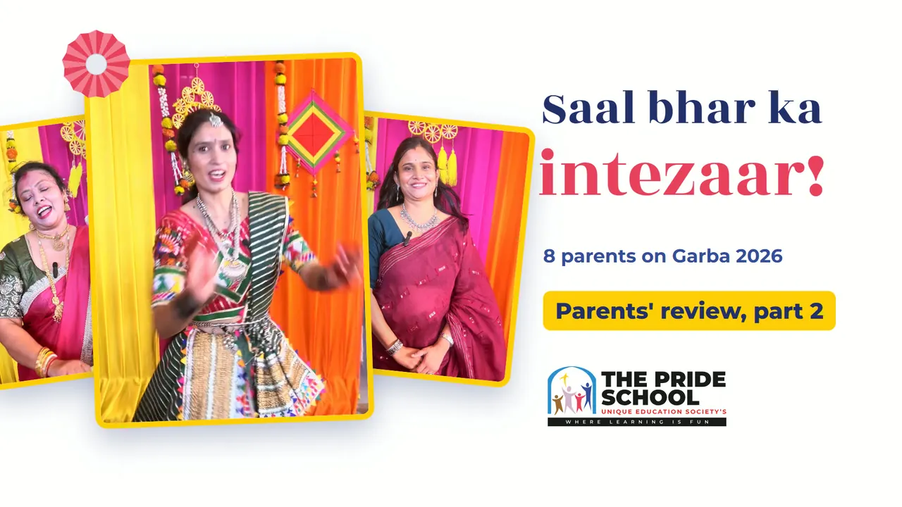 Parents' review, part 2: three parents at the Garba 2026 celebration, The Pride School, Hingna Nagpur