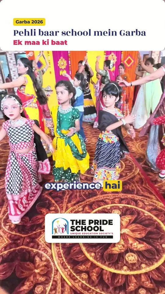 Short video cover: children dancing Garba in traditional dress at The Pride School, Hingna Nagpur